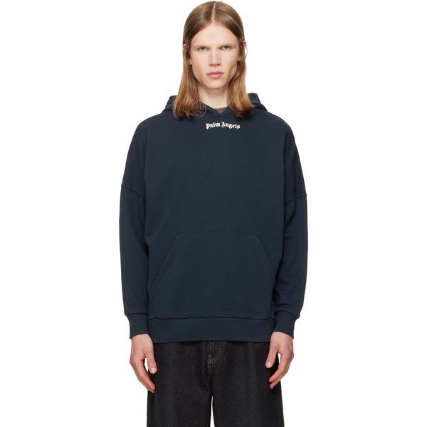  Palm Angels Navy Classic Logo Over Hoodie 