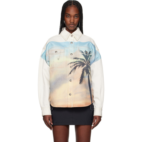  Palm Angels Off-white Sunrise Palm Denim Overshirt 