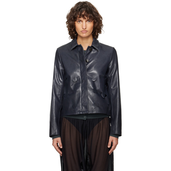  Paloma Wool Navy Candela Leather Jacket 