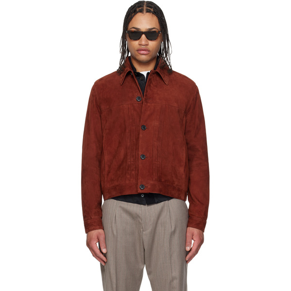  Paul Smith Red Slim Fit Denim Style Suede Jacket 