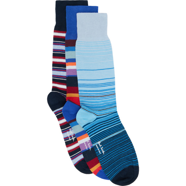  Paul Smith Three-pack Multicolor Mixed Stripe Cracker Set Socks 
