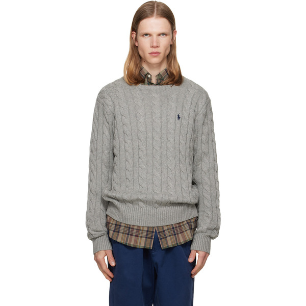  Polo Ralph Lauren Gray Cable-knit Cotton Sweater 
