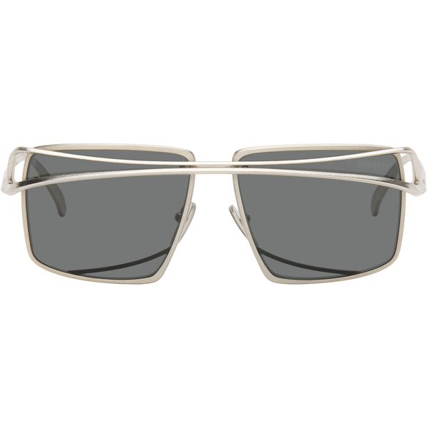  Prada Eyewear Silver Square Metal Sunglasses 