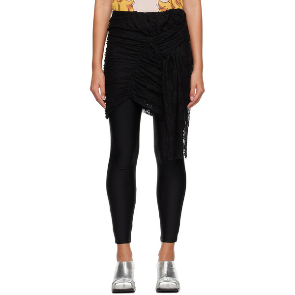  Pushbutton Black Layered Skirt 