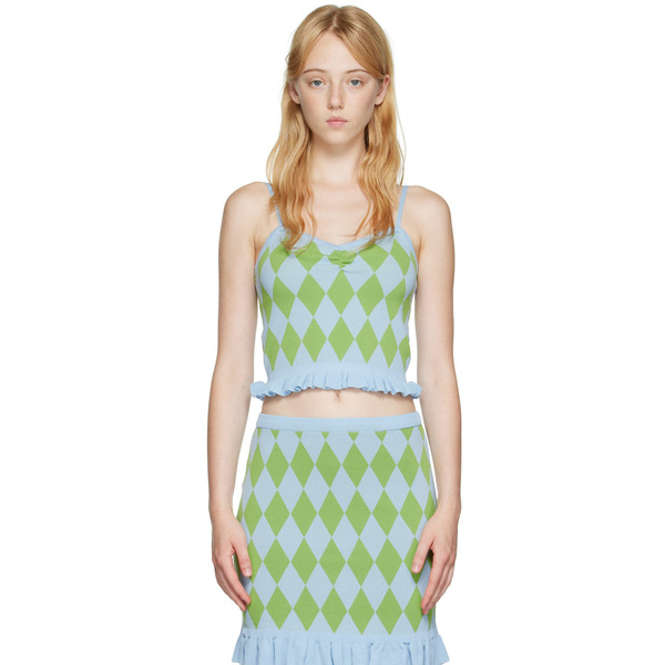  Pushbutton Blue Argyle Tank Top 