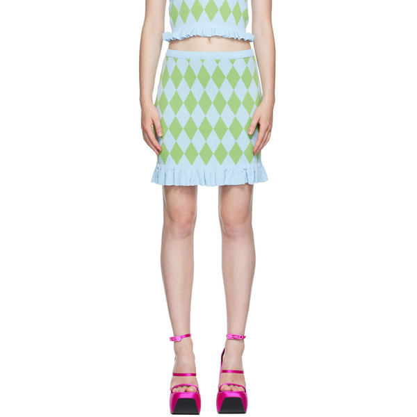  Pushbutton Ssense Exclusive Blue Argyle Miniskirt 