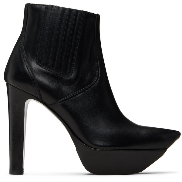  R13 Black Pointy Toe Platform Heeled Ankle Boots 