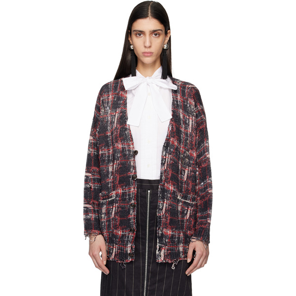  R13 Black & Red Printed Oversized Cardigan 