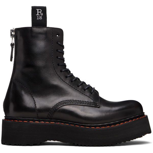  R13 Black Single Stack Boots 