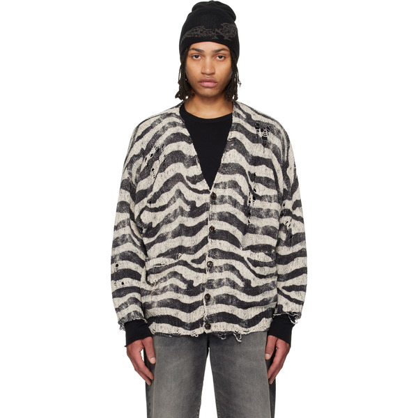  R13 Black & White Printed Oversized Cardigan 