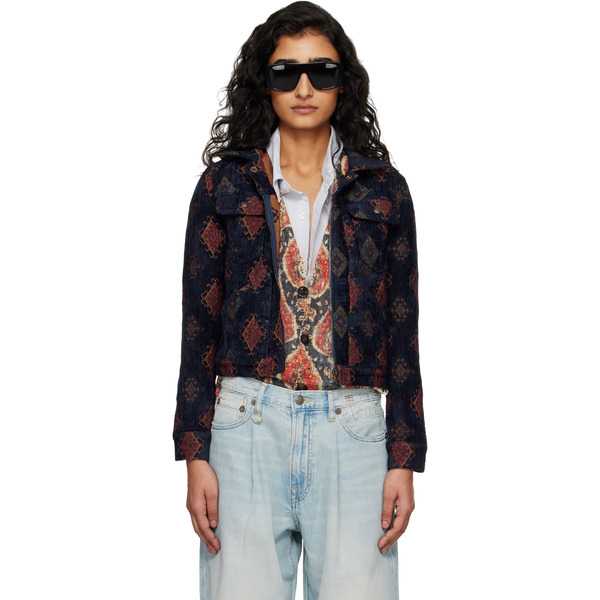  R13 Navy Relaxed Trucker Jacket 