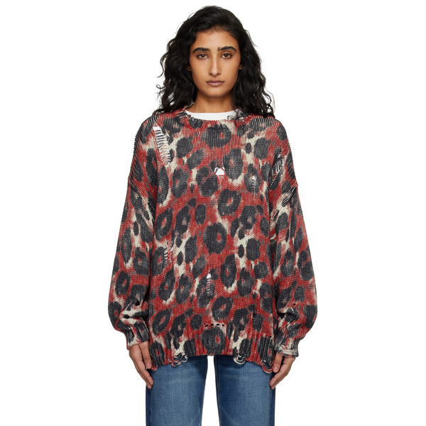  R13 Red & Black Printed Oversized Sweater 