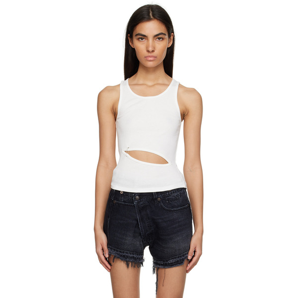  R13 White Front Slit Tank Top 