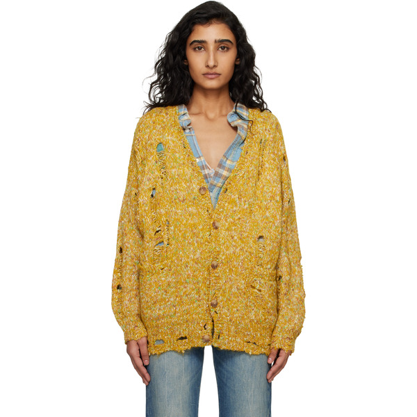  R13 Yellow Distressed Oversized Cardigan 
