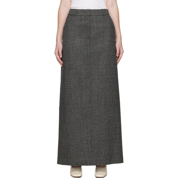  R2w Gray Arina Wool Maxi Skirt 