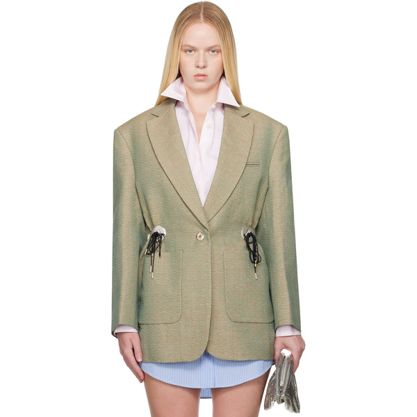  Rabanne Green Mottled Wool Blazer 