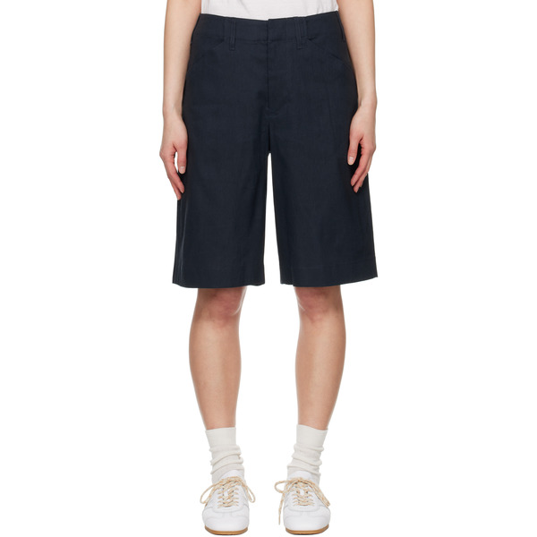  Rag & Bone Navy Banks Linen-blend Shorts 