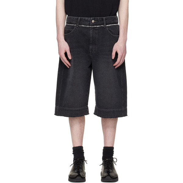  Re;code Black Raw Edge Denim Shorts 