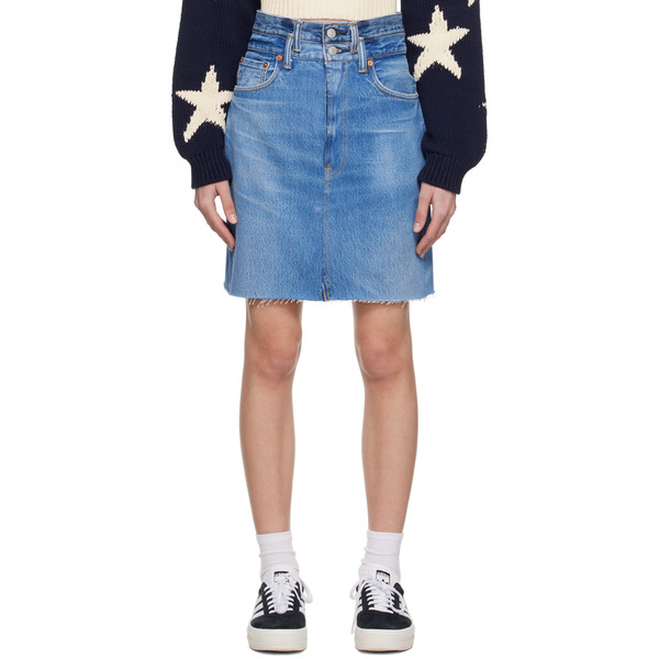  Re/done Blue Double Waisted Miniskirt 