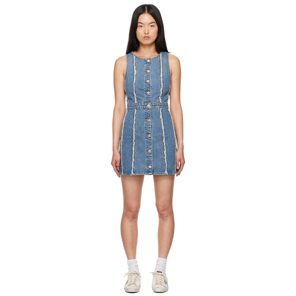  Re/done Blue Fray Denim Minidress 
