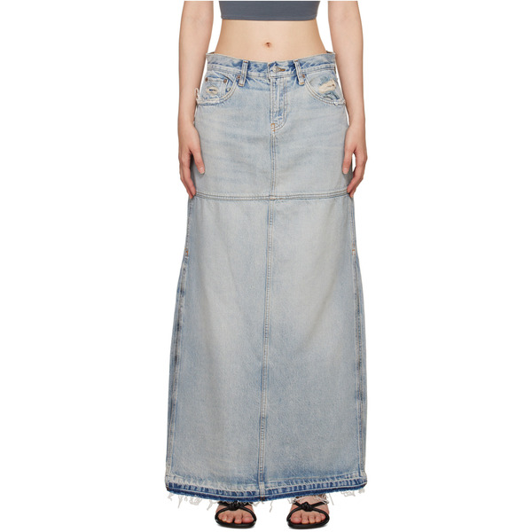  Re/done Blue Split Maxi Skirt 