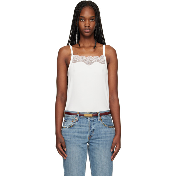  Re/done Off-white Lace Ribbed Camisole 