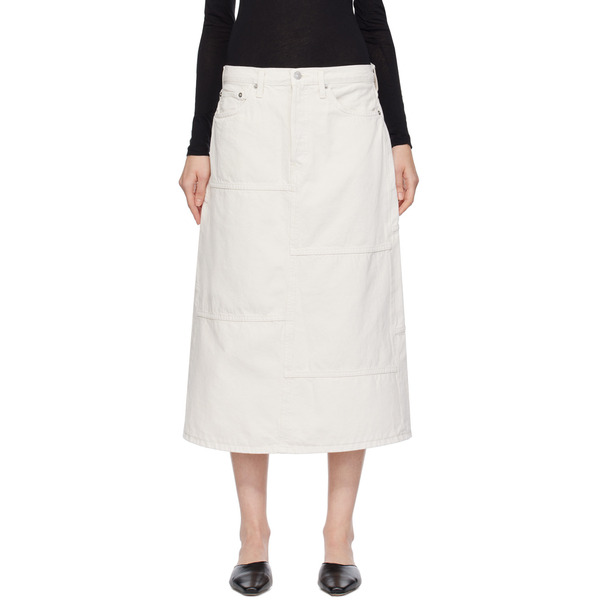 Re/done Off-white Seamed Denim Maxi Skirt 
