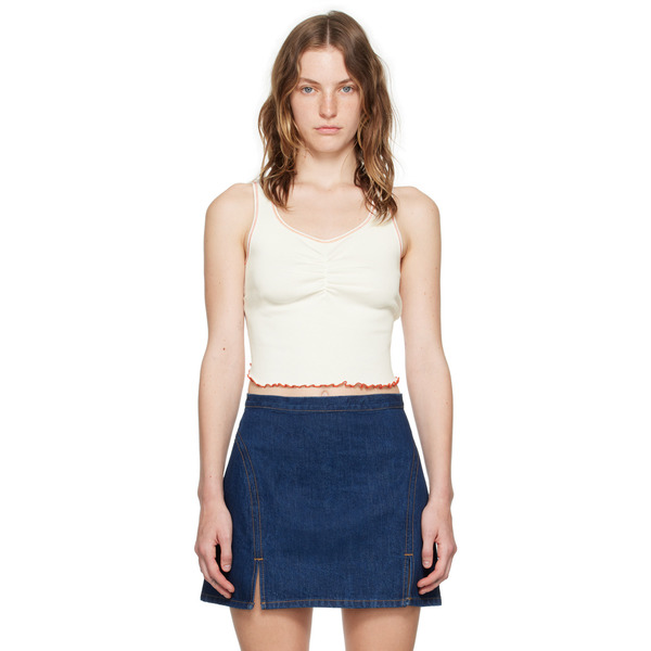  Re/done White Sporty Contrast Tank Top 