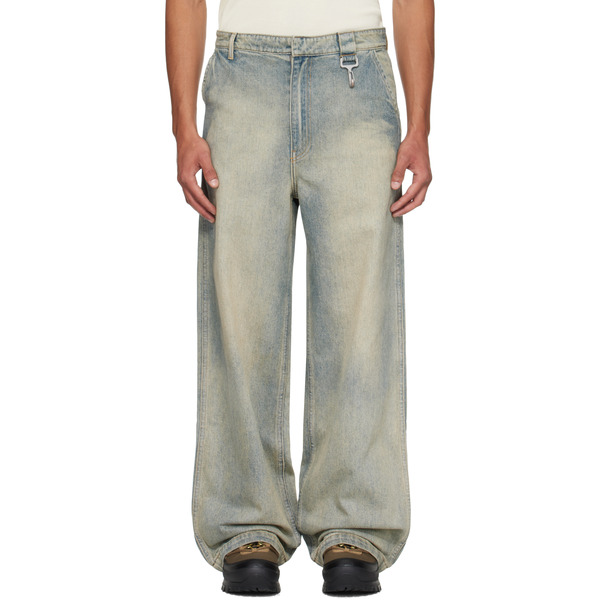  Reese Cooper Blue Concealed Button Straight Leg Jeans 