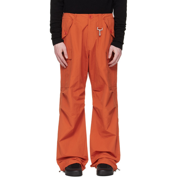  Reese Cooper Orange Nylon Cinched Wide Leg Cargo Pants 
