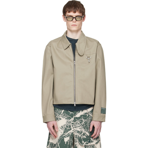  Reese Cooper Taupe Cotton Herringbone Work Jacket 
