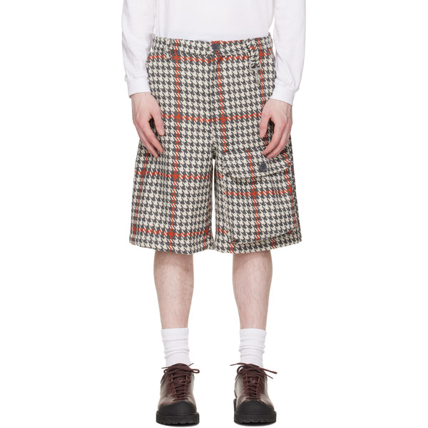  Reese Cooper White & Gray Wool Houndstooth Patch Pocket Shorts 