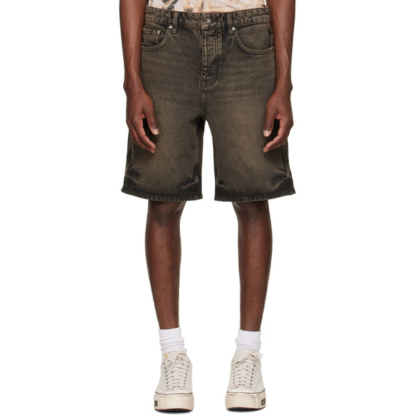  Represent Brown Overdyed Denim Shorts 