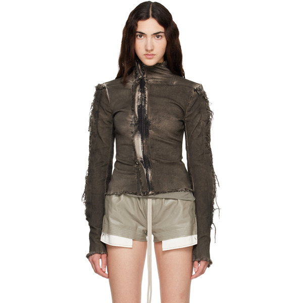  Rick Owens Brown Tower Gary Denim Jacket 