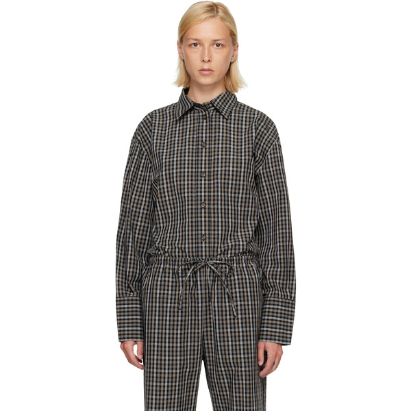  Róhe Black Checked Shaped Shirt 