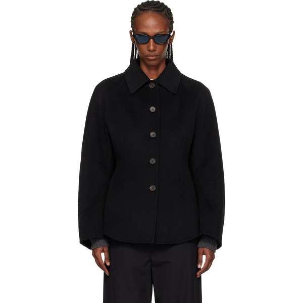  Róhe Black Double-faced Sculptural Jacket 