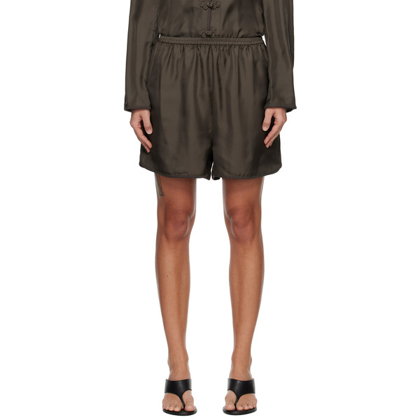  Róhe Brown Taped Silk Shorts 