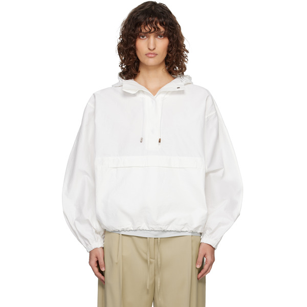  Róhe White Textured Cotton-blend Anorak Jacket 