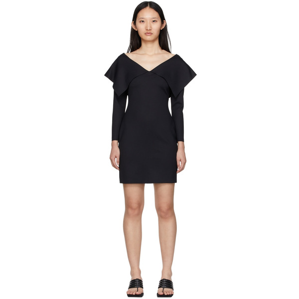  Rosetta Getty Black Fold Off-shoulder Dress 