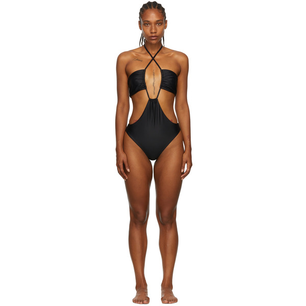 Rosetta Getty Black Recycled Polyester One-piece Swimsuit 