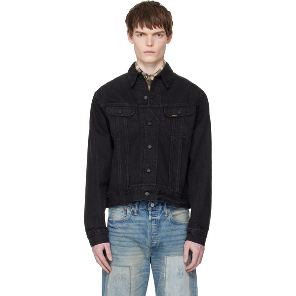  Rrl Black Worn-in Denim Trucker Jacket 