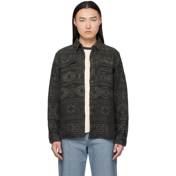  Rrl Gray Jacquard Work Shirt 