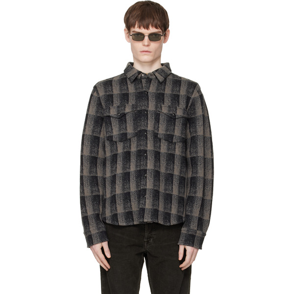  Rrl Gray Wool-cashmere Western Overshirt 