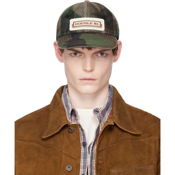  Rrl Khaki Logo-patch Camo Mesh Trucker Cap 