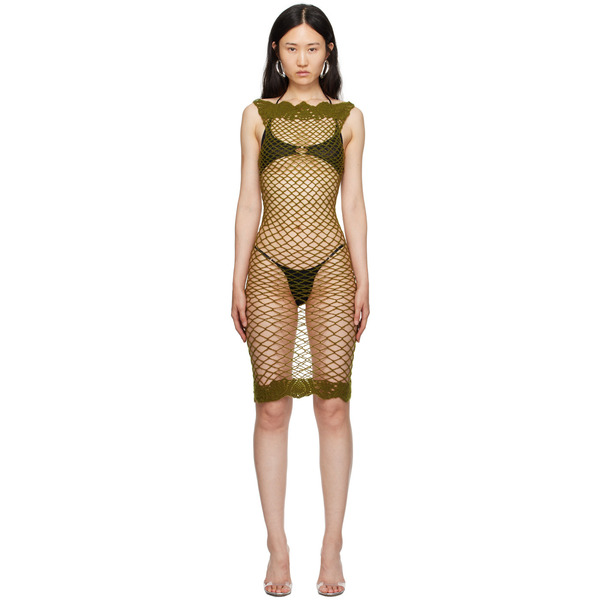  Rui Khaki Net Midi Dress 