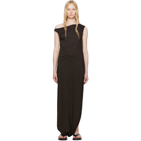  Ruohan Brown Twist Maxi Dress 
