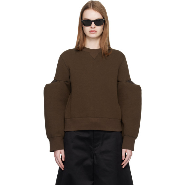  Sacai Brown Sponge Sweat Pullover Sweatshirt 