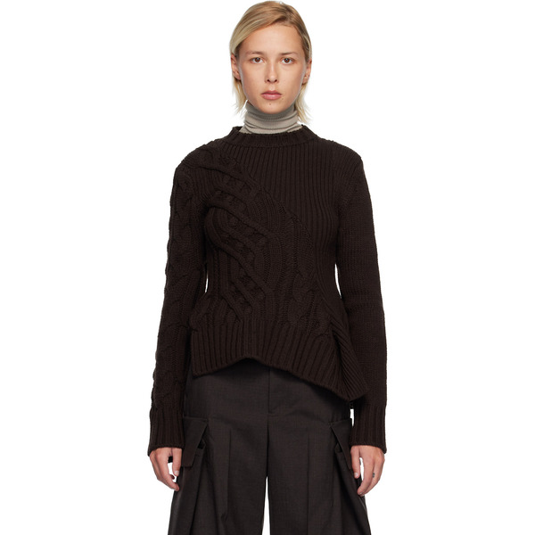  Sacai Brown Wool Knit Sweater 