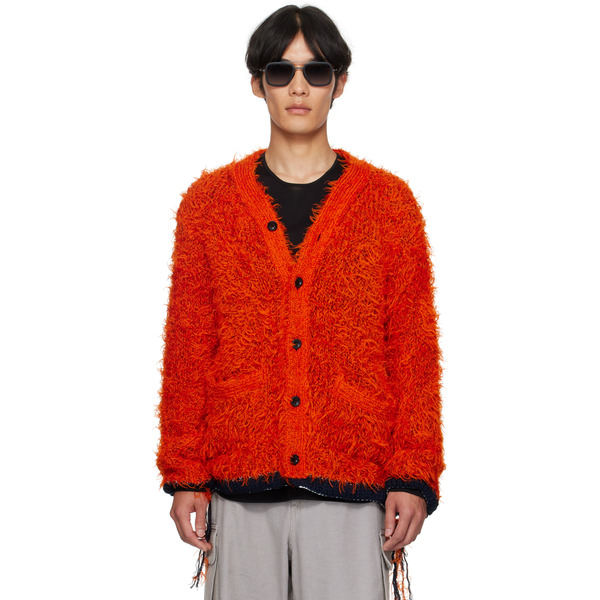  Sacai Orange Furry Knit Cardigan 