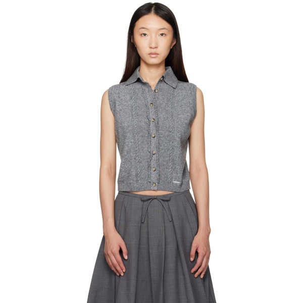  Shushu/tong Gray Sleeveless Cardigan 